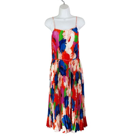 NWT Sam Edelman Retro‎ Multicolor Floral Plisse Sleeveless Midi Dress L - Picture 8 of 9